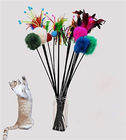 귀여운 다채로운 인공적인 고양이 장난감 깃털 지팡이, 새끼 고양이를 위한 고양이 캐처 장난감 협력 업체