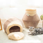 견면 벨벳 연약한 애완 동물 침대 겨울 동안 휴대용 온난한 옥외 고양이 집 협력 업체