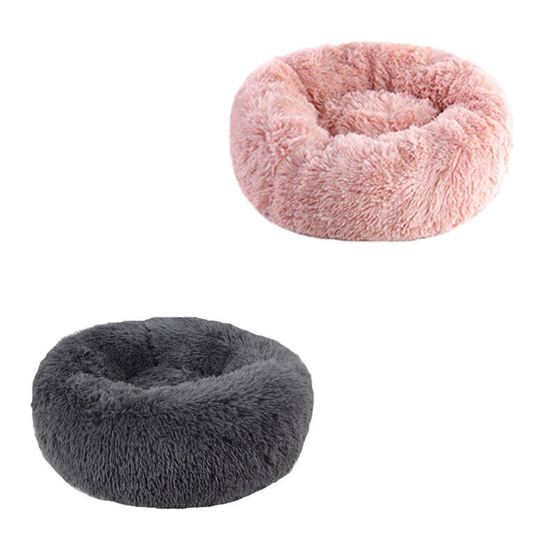 도넛 둥근 연약한 푹신한 고양이 침대, 고양이 방석 침대 견면 벨벳 모피 물자 회색/분홍색 색깔 협력 업체