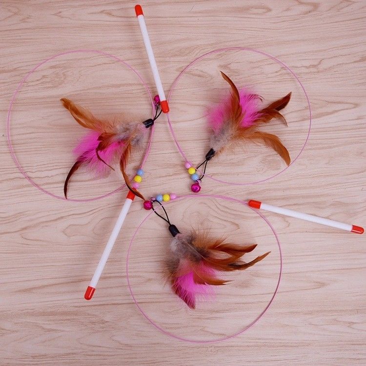 대중적인 Handmade 상호 작용하는 고양이는 깃털을 가진 연약한 놀리는 사람 지팡이 장난감을 가지고 놀 협력 업체